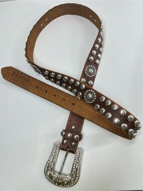 Nocona Genuine Leather Western Concho Studded Belt Brown Size 46